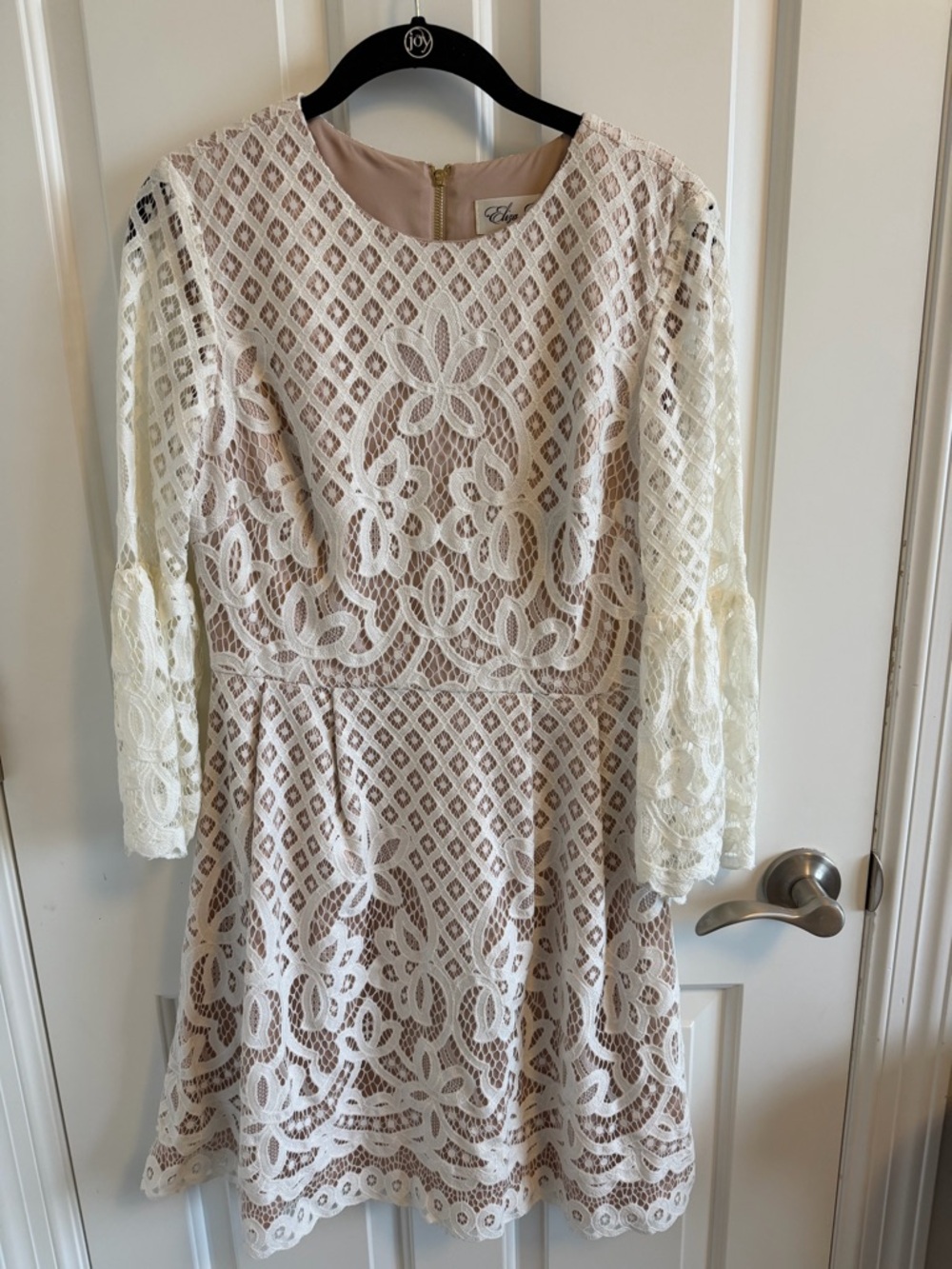 Eliza J Ivory Lace Fit-and-Flare Dress